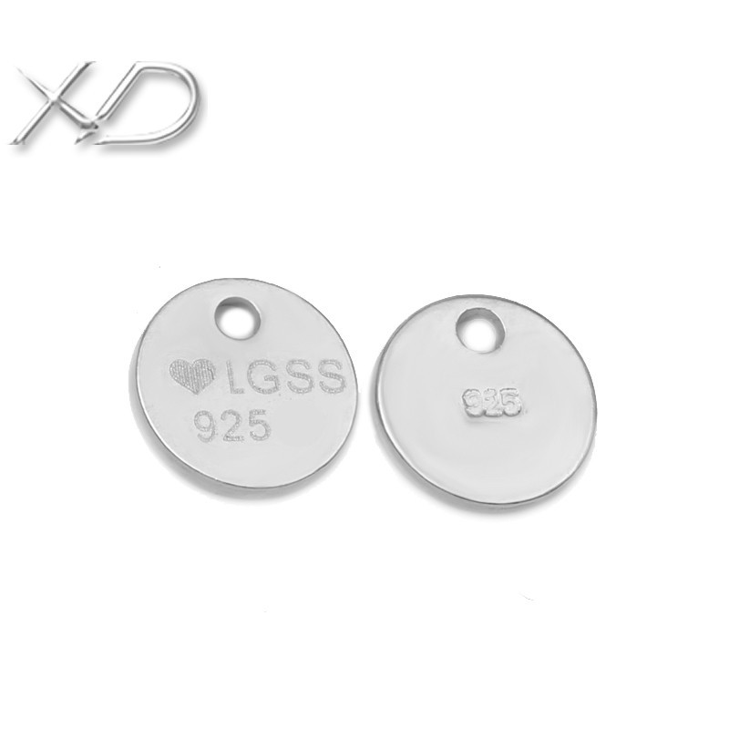 xd 圆牌定做 镭射logo 个性字印定制 925银片加工 品牌图案镭射