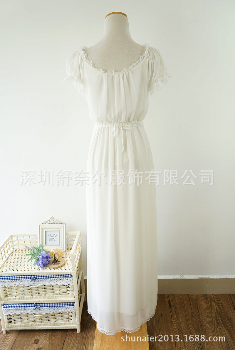 【公主仙女范 <em>唯美少女</em>系双层雪纺蕾丝睡裙长