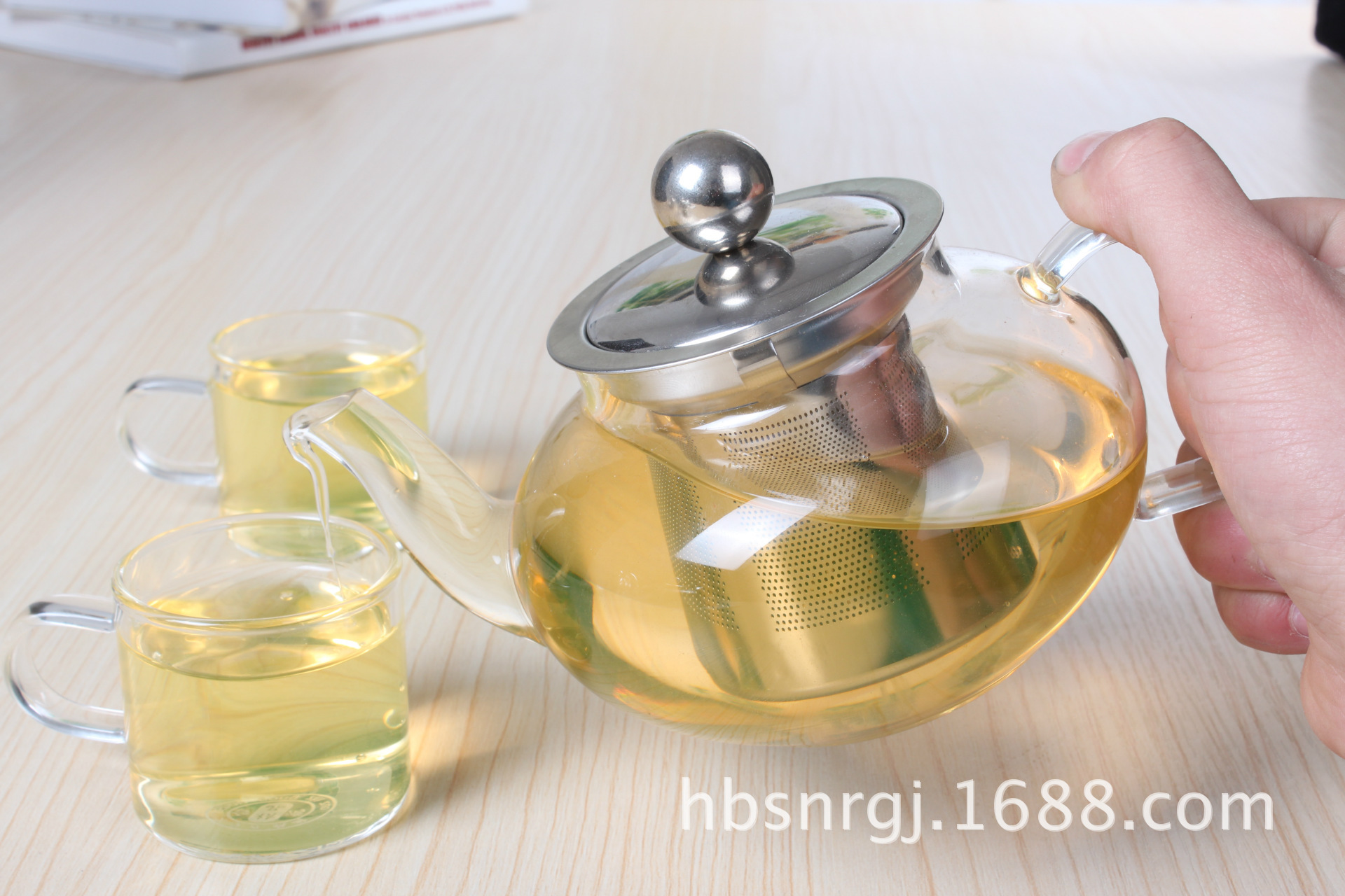【生产批发耐热玻璃花茶壶 不锈钢滤网过滤泡