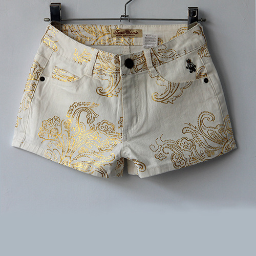 新款女士<em>白色牛仔短裤</em> 刺绣小熊 <em>外贸原单</em>韩版