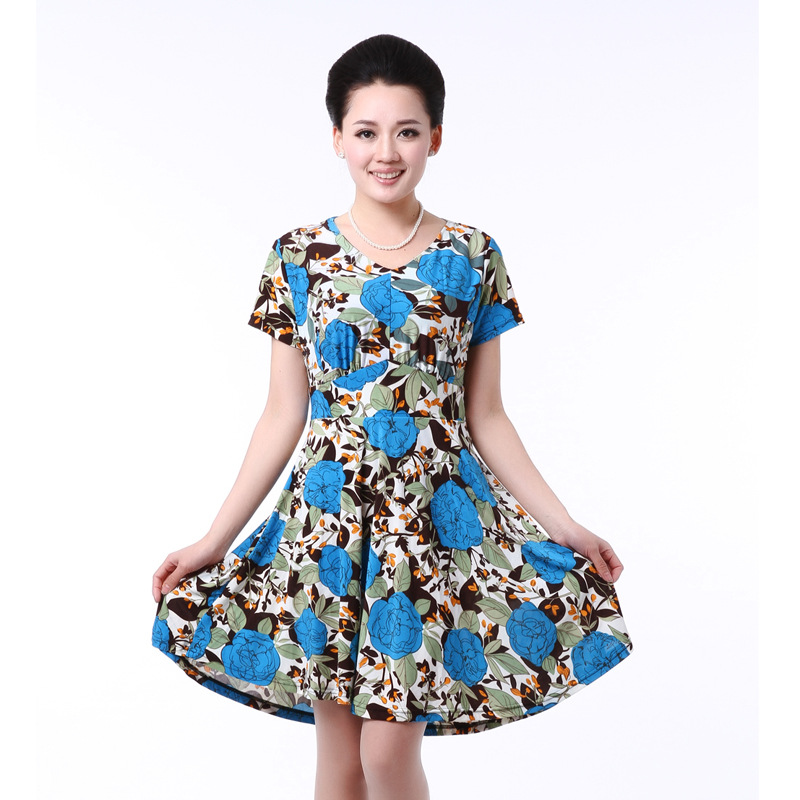 中老年女装夏季新款妈妈连身套<em>裙子</em> <em>中年人</em>加