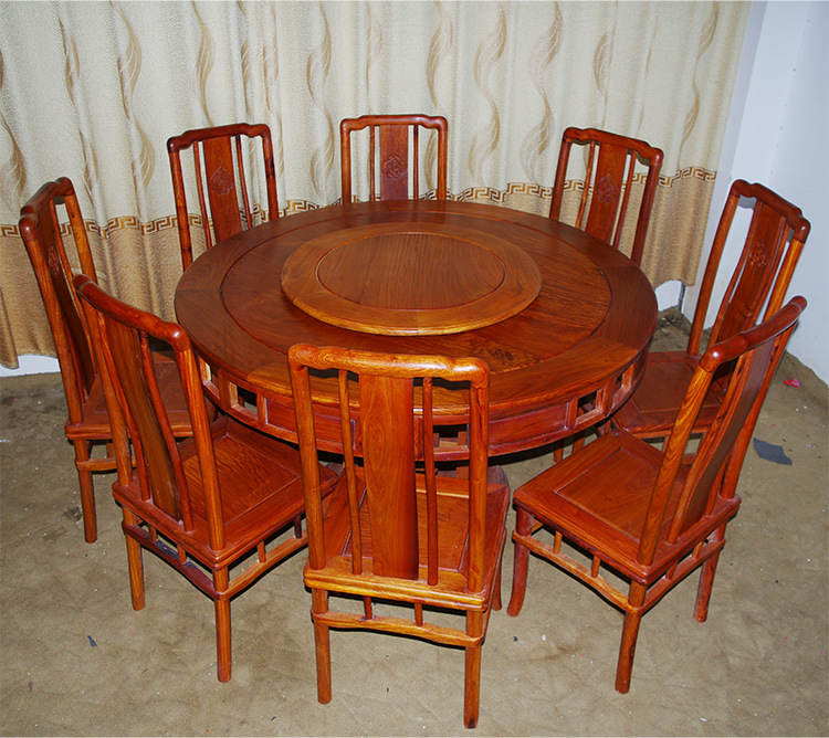 花梨木圆餐桌九件套-1(2)