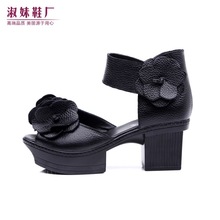 牛皮花朵单鞋_坡跟女鞋尖头鞋_夏季女<em>凉鞋凉</em>