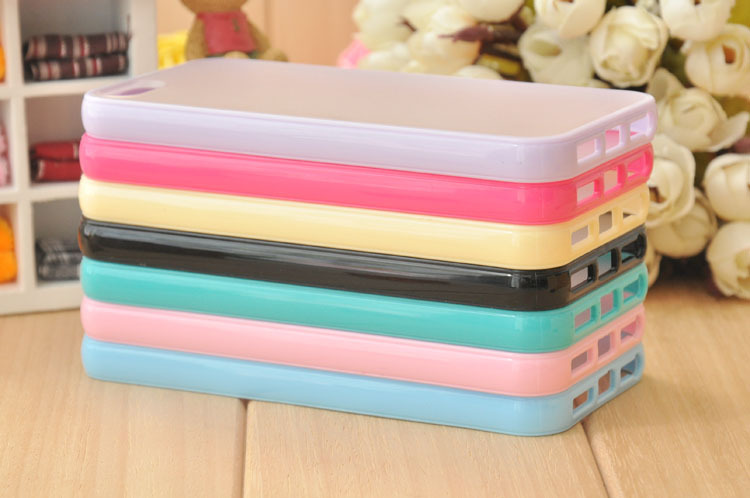 蘋果iphone5代手機殼糖果色矽膠TPU邊框保護套超薄磨砂後外殼工廠,批發,進口,代購