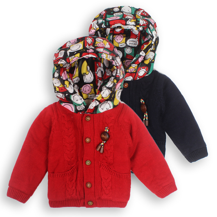 2014秋款童<em>毛衣外套儿童</em>百搭质感<em>卡通</em>印花连