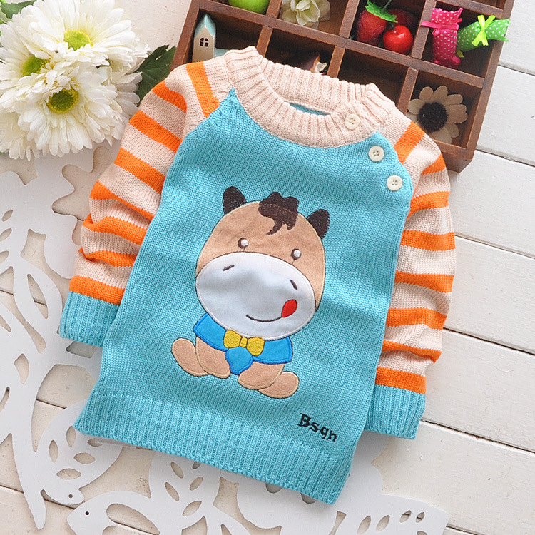 【肩扣童<em>毛衣</em> 条纹袖童装 <em>厂家直销</em> 韩版小童装