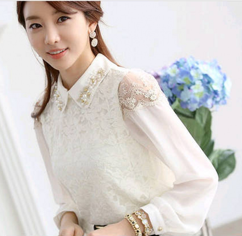 2014春季新款女装蕾丝衬衣韩版春装长袖打底衬衫 图片_高清大图 - 阿里巴巴