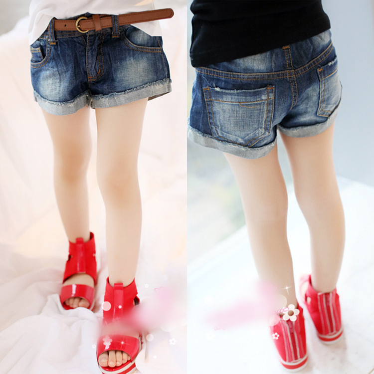2014新款童装 韩版<em>女童夏款牛仔短裤</em> 春夏款童