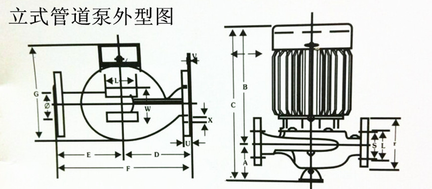 CAD立式管道水泵图