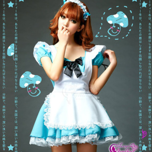 cosplay角色推荐 可爱,cosplay角色推荐可爱 【推荐】cosplay可爱女仆装 蓝色性感深v领女佣装 动漫服装演出服