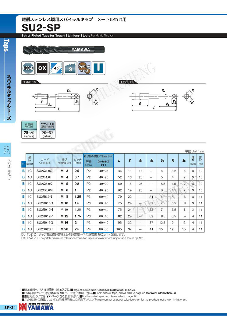 SU2-SP难削材丝攻