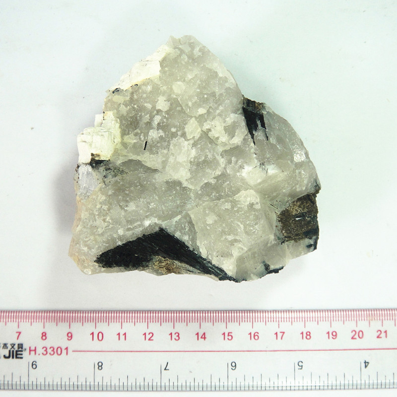 黑发晶 黑色电气石石英岩原石 矿物标本 地质教学用