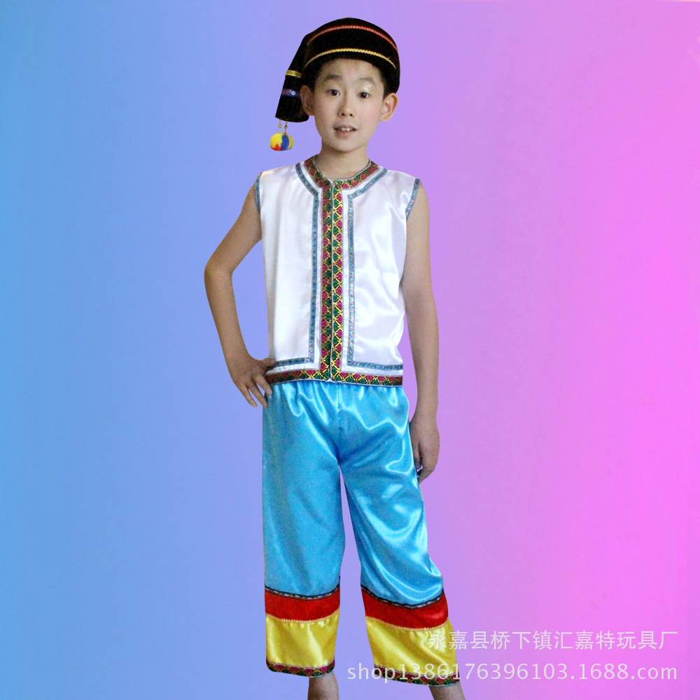 六一舞蹈服儿童表演服少数民族彝族男女服装 幼儿园演出服装