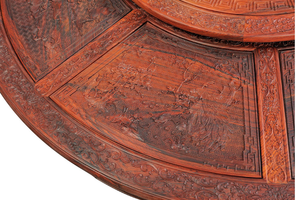 大红酸枝大吉祥餐台圆面1