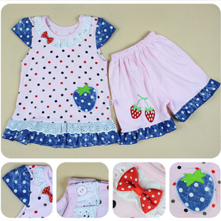 童<em>套装-夏</em>新款/小<em>女童短袖</em>裙<em>短裤套装</em>/蝴蝶结韩