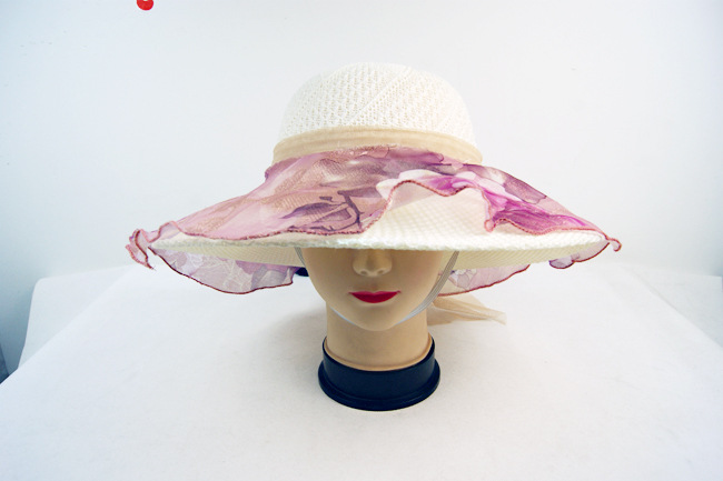 批发采购帽子-1069 丝带蕾丝花边女士大沿帽子