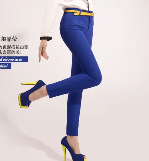 荷叶边腰头2014 春装 <em>女装</em>新款<em>小脚裤</em> 女 修身