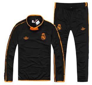 足球服-欧冠长袖球衣 皇马足球训练服 套装 橘
