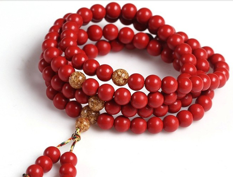 正品纯天然朱砂 108颗 佛珠 念珠手链手串 保平