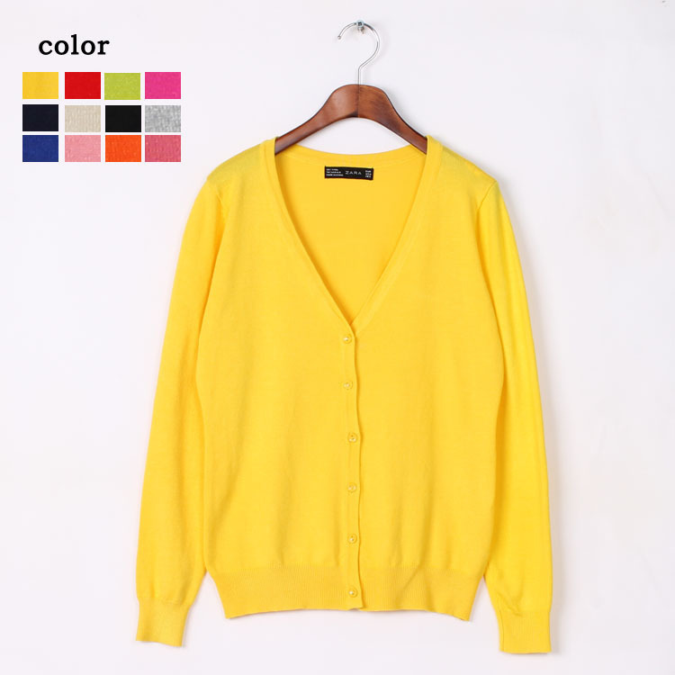 2014爆款针织衫<em>开衫</em> 糖果白搭<em>女毛衫</em>外套 纯色