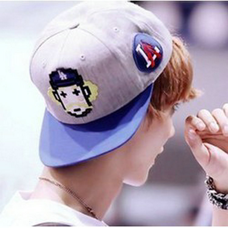 春夏款EXO鹿晗帽子MLB道奇队卡通平沿棒球