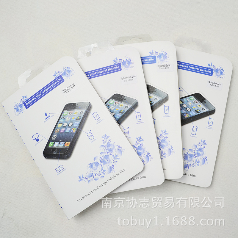 厂家批发 苹果iphone5 5s 4s钢化玻璃膜 防爆手机贴膜 一件代发
