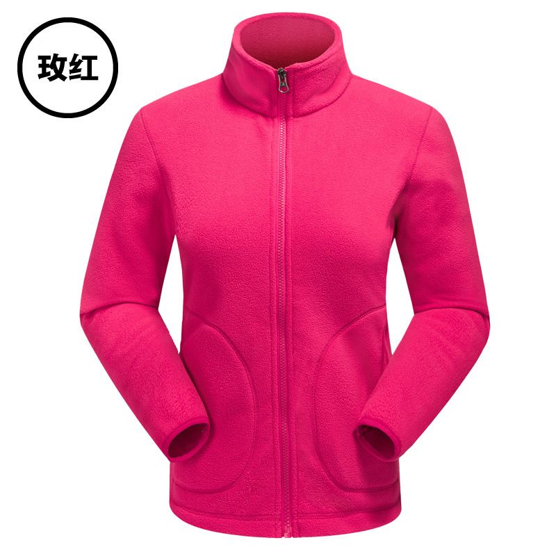 户外休闲服<em>女</em>摇粒绒衣服 宽松红色<em>单件保暖</em>速