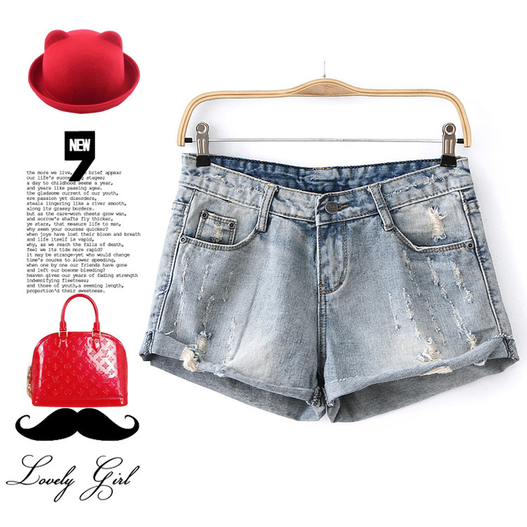 <em>JB</em> 欧美风 2014<em>夏季</em>新款时尚水洗做旧牛仔<em>短裤</em>