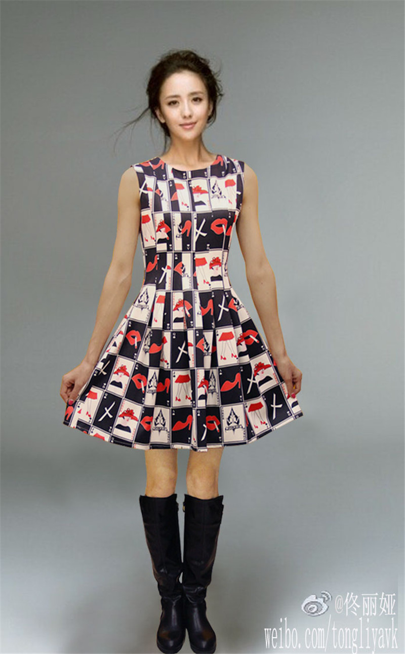 【2014春夏新款 明星倪妮、佟丽娅同款印扑克