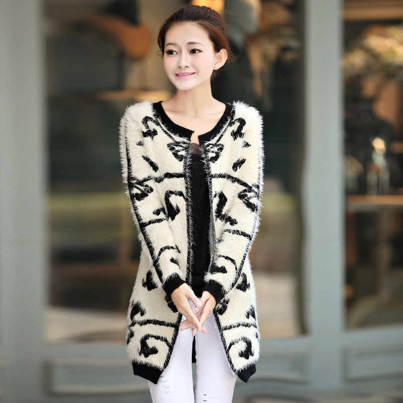 韩版马海毛2013新款女<em>开衫针织</em>衫<em>女中长款</em>秋