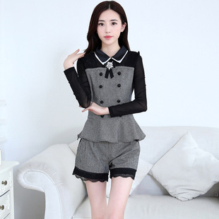 批发采购<em>女式</em>休闲套装-<em>春秋两件套</em>衬衫 千鸟格