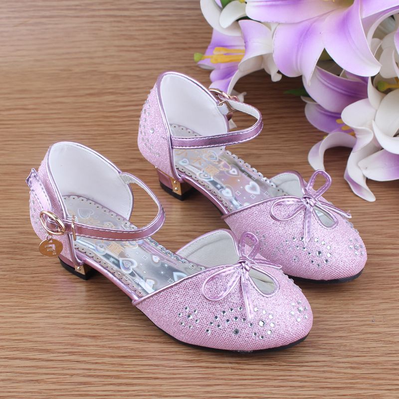 批发女童高跟单鞋 儿童公主水钻 时尚高跟鞋26-38码