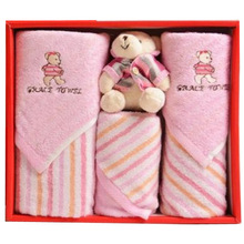 特价正品 洁丽雅 婚庆情侣毛巾 纯棉绣花含1面巾2方巾1小熊四件套