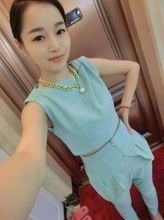 韩版风夏装_<em>上衣</em>拼接<em>乞丐</em>裤_欧美<em>短裤</em>套装_厂