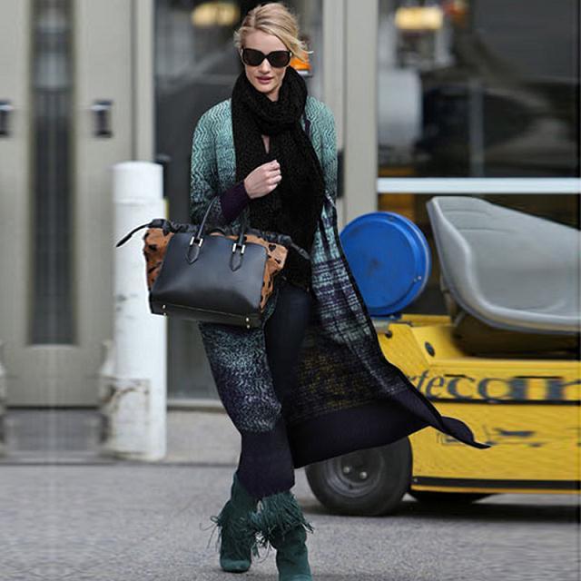 香港代购 2014女装欧美<em>明星</em>款<em>长款</em>渐变针织开