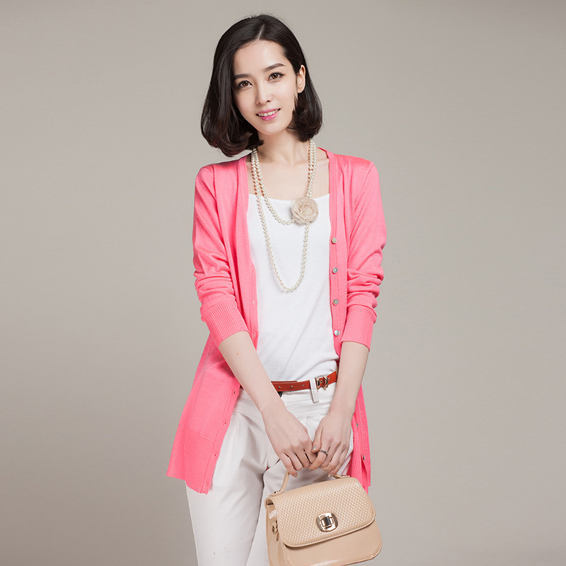 2014新款春装女<em>羊绒</em>衫 纯色<em>开衫</em>百搭<em>针织</em>羊毛