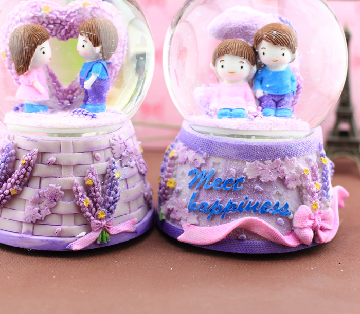 【厂家直销 创意水晶球 发条雪花音乐球精品店货源 熏衣草爱情YD056】价格,厂家,图片,水晶工艺品,义乌佳迪工艺品有限公司-马可波罗网