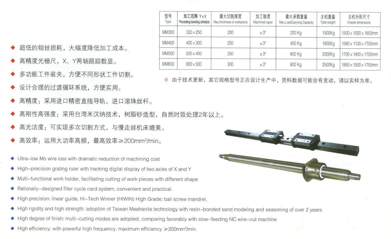 专业供应MM500高精度线切割机床