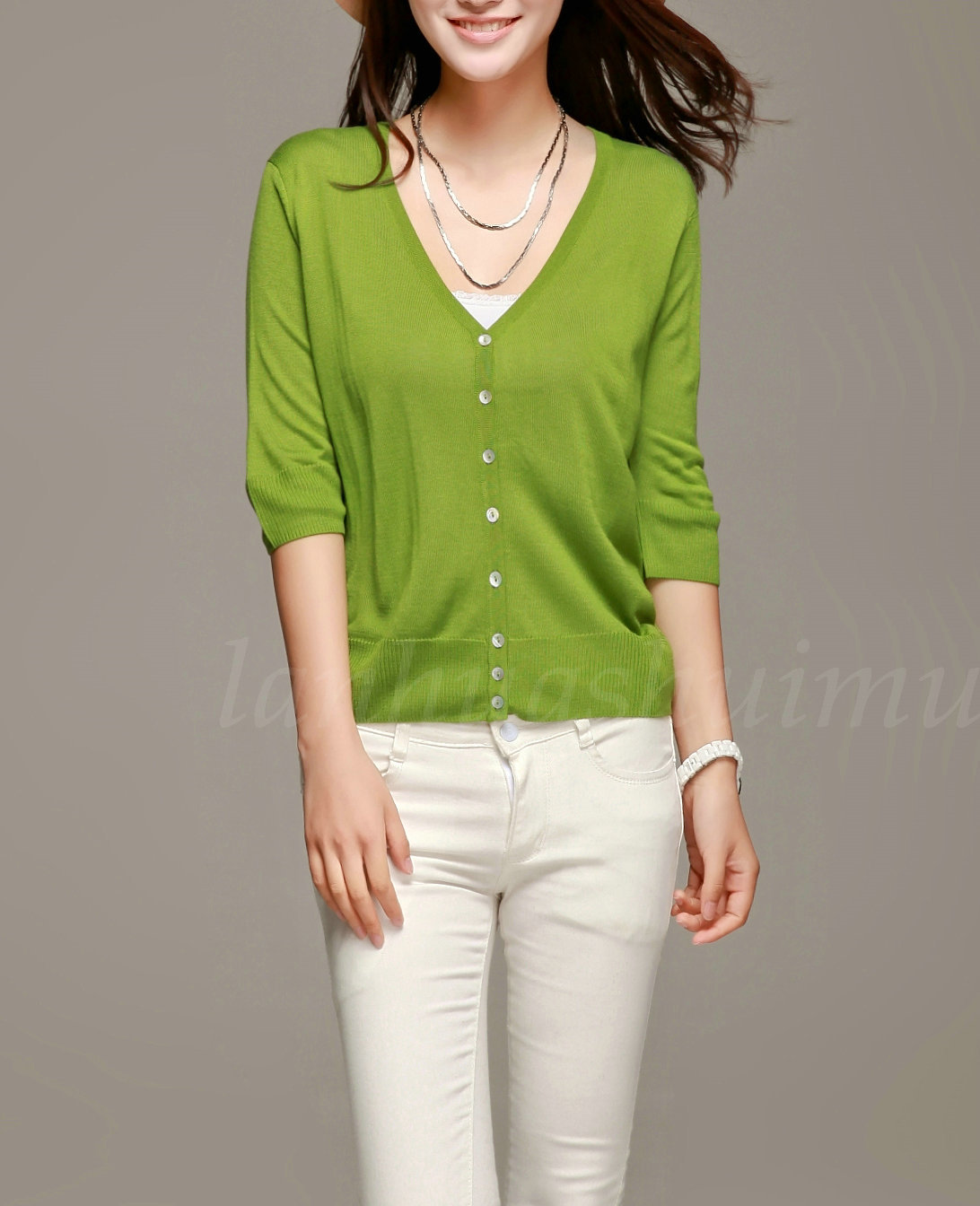 2014春夏<em>薄</em>款<em>针织衫</em>欧洲站纯色<em>小开衫外套</em>韩