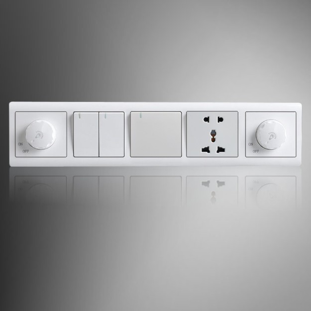 彩虹白色系列 宾馆床头柜控制面板 五位三开五