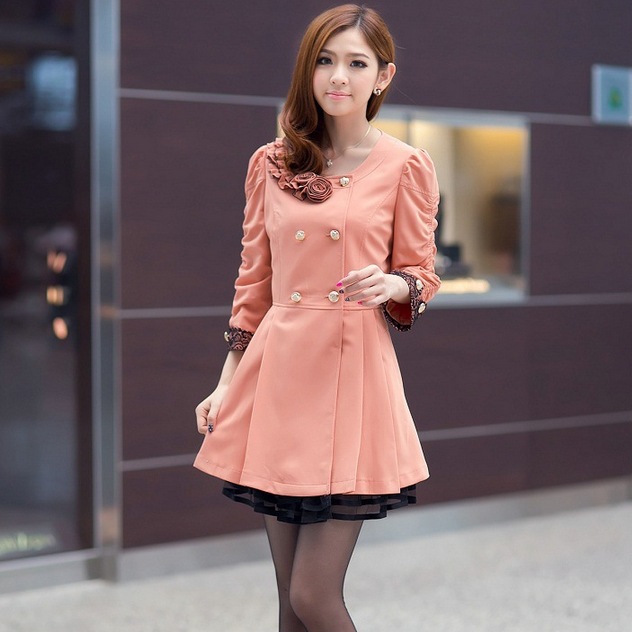 实拍 2014<em>春季女装新款</em> 韩版 气质花朵装饰淑女