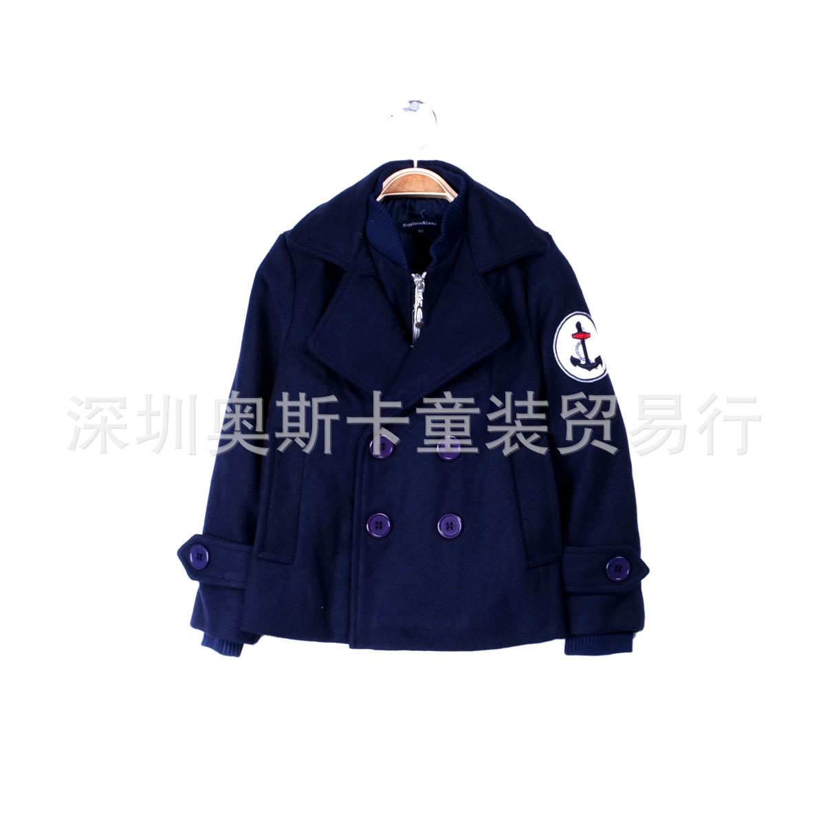 <em>秋冬</em>新款 <em>男童呢子</em>大衣 假2件设计<em>外套</em>夹克 厂