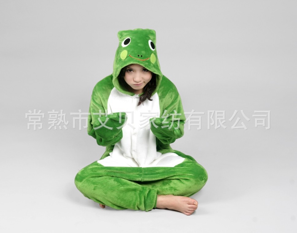 【厂家直销秋冬卡通动物<em>绿恐龙睡衣</em> 男女士活