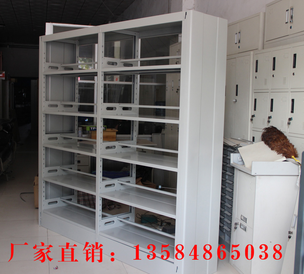 供应图书馆木护书架办公文件柜钢制双层货架简约办公资料架密集架