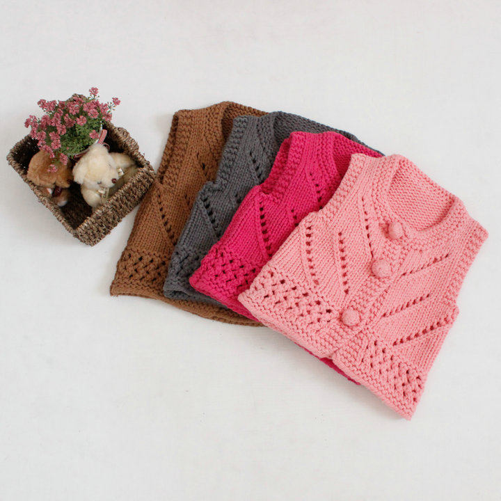 厂家直销!女童粗<em>毛线针织</em>马甲 提花<em>开衫</em> 2014