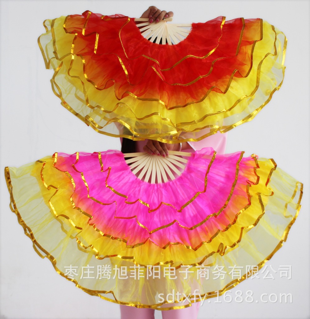 舞蹈纱扇 水晶纱封金边