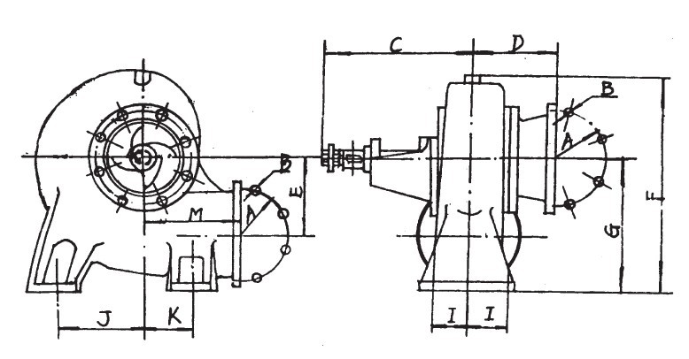 350-650混流泵下出水外形图