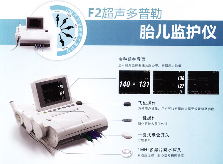 理邦超声多普勒胎儿监护仪f2(双胎探头) 医用胎心监护