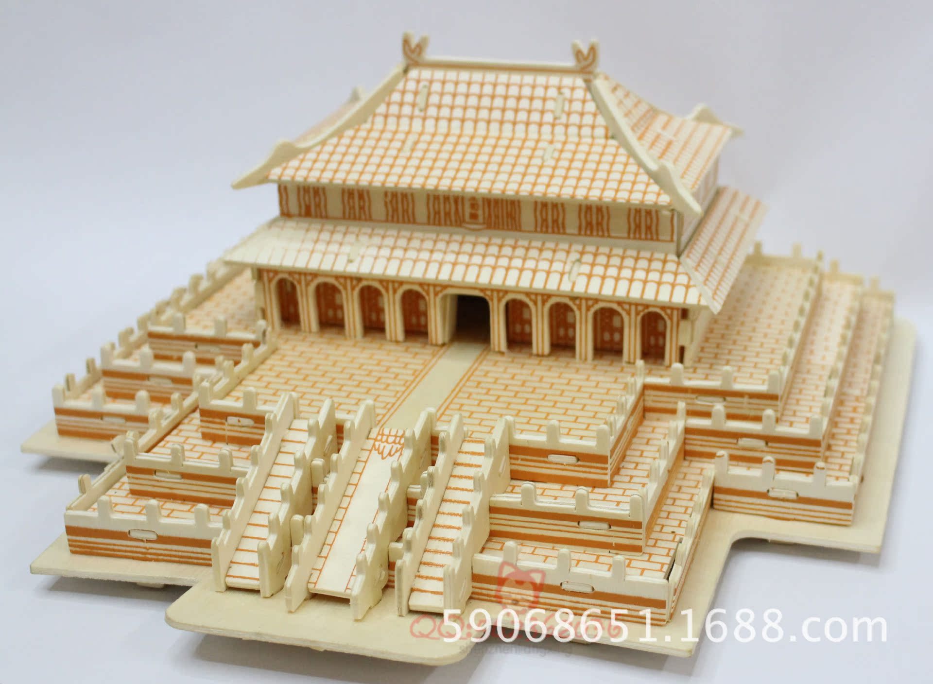 厂家批发摆地摊热销产品3d木质立体拼图儿童拼装益智玩具太和殿