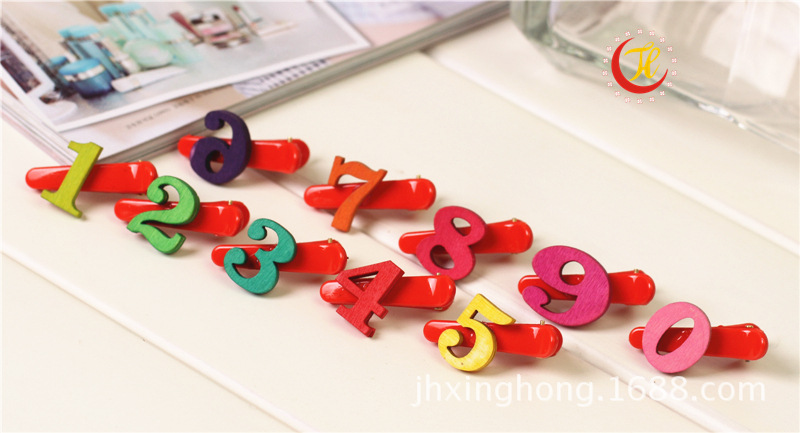 f-555)新款儿童发夹 数字宝宝发饰 韩国热卖木质饰品 厂家批发